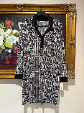 Tash + Sophie Geometric Black & White Tunic